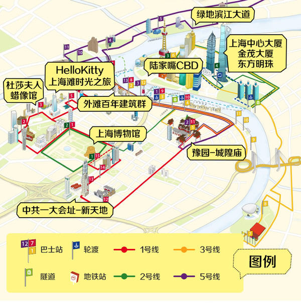 上海观光车路线图图片