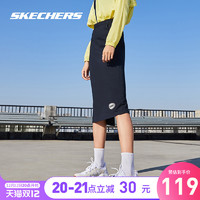 Skechers斯凯奇2020冬季针织中长裙潮女休闲网球运动风半身裙裙子