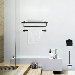 科固304不锈钢毛巾架浴室黑色四件套卫生间五金置物架挂件套装