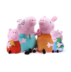 peppapig小猪佩奇一家4口毛绒礼盒装小号