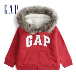 Gap 盖璞 女幼童LOGO仿羊羔绒运动开衫