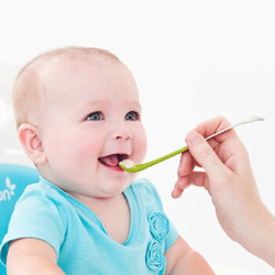 boon啵儿儿童餐具婴儿宝宝辅食勺水果刮泥勺子吃饭防摔软硬不锈钢硅胶两用双头勺 绿色+凑单品