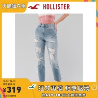 Hollister秋季曲线款复古高腰妈咪牛仔裤 女 304185-1