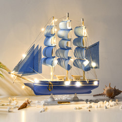 一帆风顺帆船摆件工艺品仿真实木小木船模型办公室装饰小摆设礼品