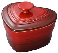 Le Creuset 酷彩 耐热容器 心形彩陶容器 带盖子 樱桃红 耐热耐冷 可使用微波炉&烤箱 *3件