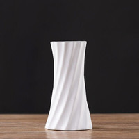 北欧风创意简约桌面花器陶瓷小花瓶客厅电视柜插花干花装饰品摆件 素白E01