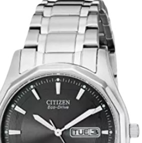 CITIZEN 西铁城 光动能腕表系列 BM8430-59E 男士光动能手表 36mm 黑盘 银色不锈钢表带 圆形