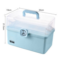 医药箱家用多层大容量便携应急常备药小药箱家庭装药品收纳盒 日式三层蓝色(特大号)