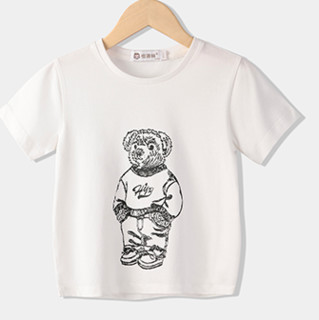 恒源祥 男童小熊印花短袖T恤 SH2012 白色 120cm
