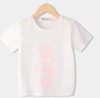 恒源祥 女童小熊印花短袖T恤 SH2012 白色
