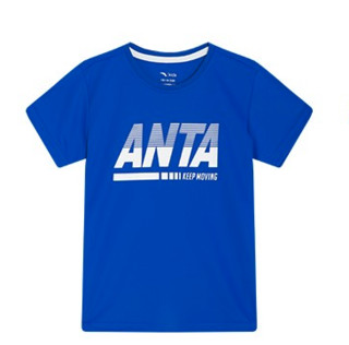 ANTA 安踏 男童短袖T恤两件套 A35927148 纯净白/田野蓝 150cm