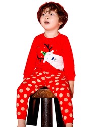 圣诞新年宝宝红色套装婴儿红色套装纯棉儿童红色内衣秋衣秋裤套装