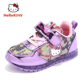 HelloKitty 童鞋女童运动鞋 时尚灯鞋休闲跑步鞋 K8533831密网亮灯紫色32 *2件