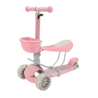 巨森滑板车儿童2岁3岁可坐三合一滑板车多功能宝宝儿童车滑滑车 三合一粉色