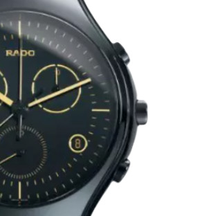 RADO 雷达 True真系列 R27814152 男士石英手表 44mm 黑盘 黑色陶瓷表带 圆形