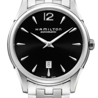 HAMILTON 汉米尔顿 爵士系列 H38615135 男士机械手表 43mm 黑盘 银色不锈钢表带 圆形