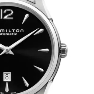 HAMILTON 汉米尔顿 爵士系列 H38615135 男士机械手表 43mm 黑盘 银色不锈钢表带 圆形