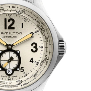 HAMILTON 汉米尔顿 卡其航空系列 H76655123 男士机械手表 42mm 米盘 银色精钢表带 圆形