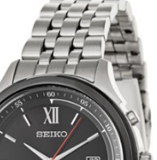 SEIKO 精工 KINETIC系列 SKA659 男士石英手表 42mm 黑盘 银色不锈钢表带 圆形