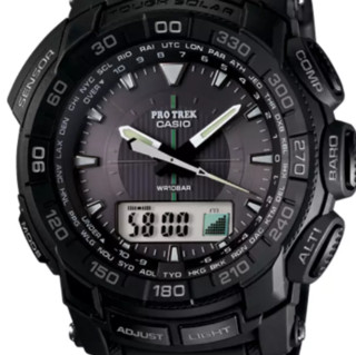 CASIO 卡西欧 PRO TREK系列 PRG550-1A1 男士太阳能手表 57mm 黑盘 黑色树脂表带 圆形