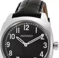 MOVADO 摩凡陀 CIRCA系列 0606586 男士石英手表 40mm 黑盘 黑色鳄鱼皮表带 酒桶形