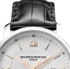 BAUME & MERCIER 名士 Classima系列 MOA10075 男士机械手表 42mm 银盘 黑色皮革表带 圆形
