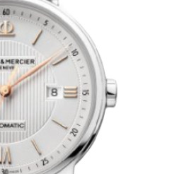 BAUME & MERCIER 名士 Classima系列 MOA10075 男士机械手表 42mm 银盘 黑色皮革表带 圆形