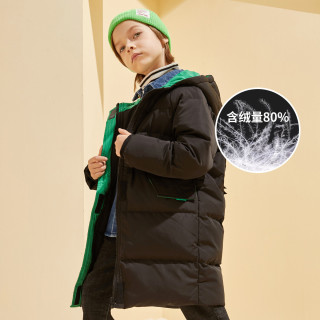 巴拉巴拉旗下男童80%白鸭绒潮连帽中长款羽绒服