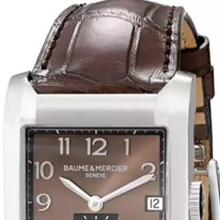 BAUME & MERCIER 名士 Hampton系列 10028 男士机械手表 32mm 棕盘 棕色皮革表带 方形