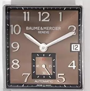 BAUME & MERCIER 名士 Hampton系列 10028 男士机械手表 32mm 棕盘 棕色皮革表带 方形