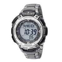 CASIO 卡西欧 PRO TREK系列 PAW1100T-7V 男士电波手表 52mm 灰盘 银色钛金属表带 圆形