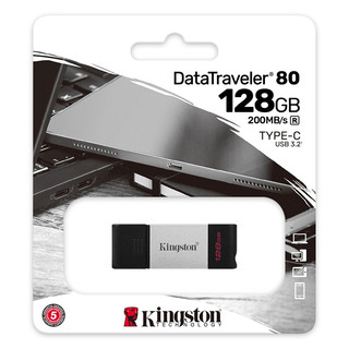 Kingston 金士顿 DT80 USB3.2 Gen1 U盘 银黑色 128GB Type-C