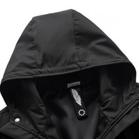 【简约舒适】纯色连帽外男秋装商务休闲经典时尚男士风衣中长款 L 黑色