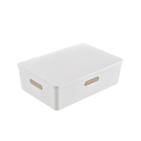 BELO 百露 带盖塑料桌面收纳盒 矮款 8L 白色