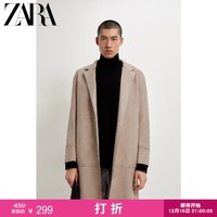 ZARA 新款 男装 冬季仿麂皮反绒中长款风衣外套 03548630711