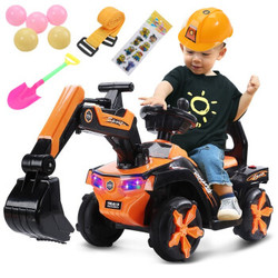 活石儿童挖掘机可坐可骑挖土机玩具仿真工程车拖拉机超大号儿童电动车圣诞节礼物