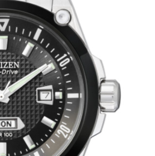 CITIZEN 西铁城 光动能腕表系列 BM5005-69E 男士光动能手表 42mm 黑盘 银色不锈钢表带 圆形