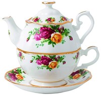 中亚prime会员：ROYAL ALBERT Old Country Roses 老镇玫瑰系列 三合一茶壶 16.5 盎司(约 487.96毫升) 白色配多色花卉图案