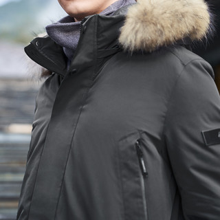 冬季新款韩版中长款外套90%白鸭绒加厚保暖男士羽绒服 XL 灰色