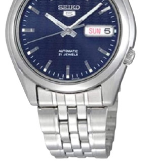 SEIKO 精工 SEIKO 5系列 SNK357 男士机械手表 37mm 蓝盘 银色不锈钢表带 圆形