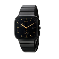 RADO 雷达 HyperChrome皓星系列 R28886172 男士石英手表 37mm 黑盘 黑色陶瓷表带 方形