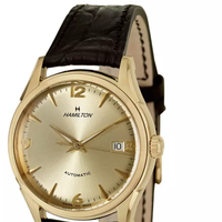 HAMILTON 汉米尔顿 永恒经典系列 H38435721 男士机械手表 38mm 金盘 黑色皮革表带 圆形