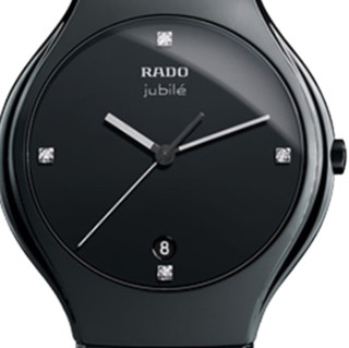 RADO 雷达 True真系列 R27653742 男士石英手表 40mm 黑盘 黑色陶瓷表带 圆形