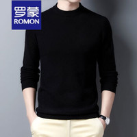 罗蒙（ROMON）羊毛衫男半高领加绒加厚保暖毛衣冬季中年男士纯色宽松大码