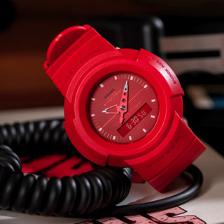 CASIO 卡西欧 经典系列 AW-500BB-4EPR 男士电子手表 47.7mm 红盘 红色树脂带 圆形