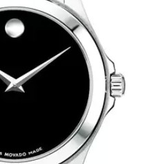 MOVADO 摩凡陀 尊动系列 0605746 男士石英手表 39mm 黑盘 银色不锈钢表带 圆形