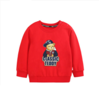 CLASSIC TEDDY 精典泰迪 儿童一体绒卫衣 棒球帽子熊款 大红 80cm