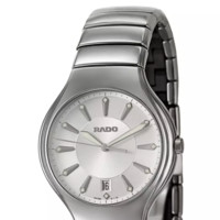 RADO 雷达 True真系列 R27654102 男士石英手表 40mm 银盘 银色陶瓷带 圆形