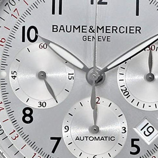 BAUME & MERCIER 名士 CAPELAND卡普蓝系列 MOA10005 男士机械手表 42mm 银盘 黑色皮革带 圆形
