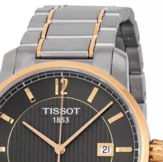 TISSOT 天梭 CLASSIC系列 T087.407.55.067.00 男士机械手表 40mm 黑盘 间金钛金属表带 圆形